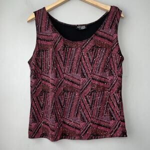 Xscape Joanna Chen Pink Glitter Tank Top Size XL Plus 1X Slinky Stretch Evening